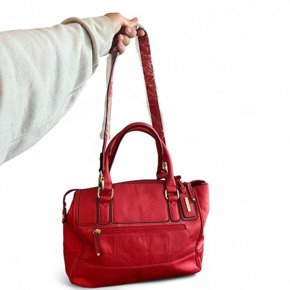 Tignanello red pebbled leather satchel - Picture 4 of 8